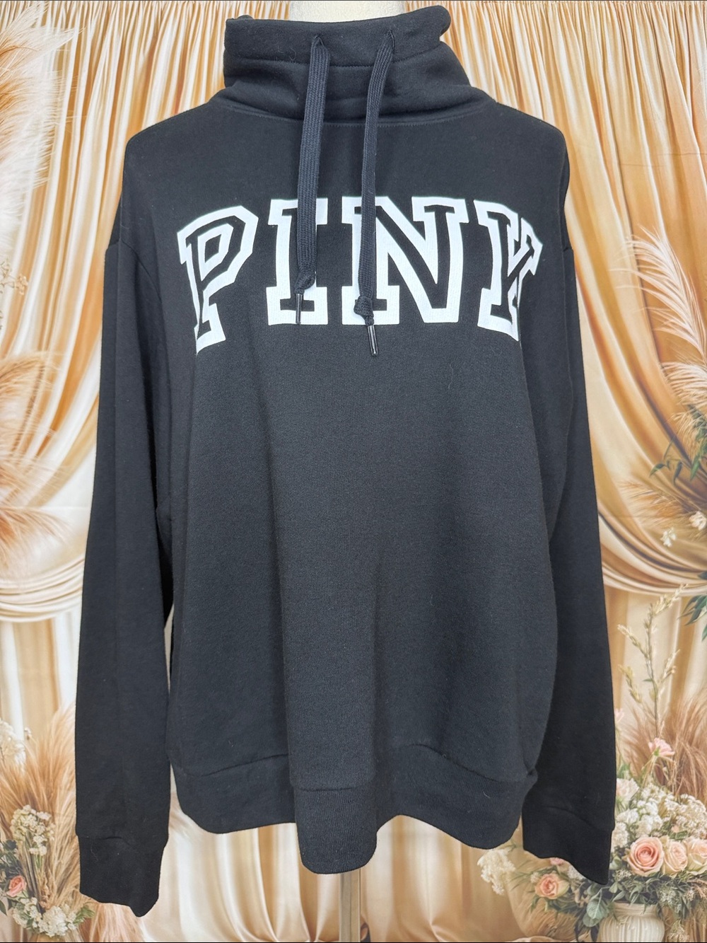 PINK Victoria's Secret Black Pullover Sweatshirt with White Logo